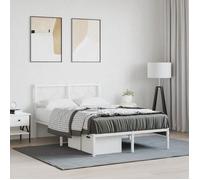 BONNIE®Lit en métal Lit Double:120x190 cm ,Cadre de lit métal sans matelas et tête de lit blanc neuf80790
