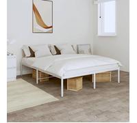 BONNIE®Lit en métal Lit Double:140x190 cm,Cadre de lit métal blanc neuf41624