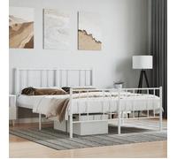 BONNIE®Lit en métal Lit Double:140x190 cm,Cadre de lit métal sans matelas et pied de lit blanc neuf70299