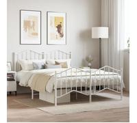 BONNIE®Lit en métal Lit Double:140x190 cm,Cadre de lit métal sans matelas et pied de lit blanc neuf70498