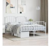 BONNIE®Lit en métal Lit Double:140x190 cm,Cadre de lit métal sans matelas et pied de lit blanc neuf97021