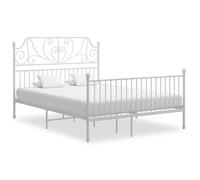 BONNIE®Lit en métal Lit Double:160x200 cm ,Cadre de lit et tête de lit sans matelas blanc métal neuf56306
