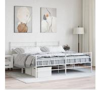 BONNIE®Lit en métal Lit Double:180x200 cm ,Cadre de lit métal sans matelas et pied de lit blanc neuf57018