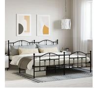 BONNIE®Lit en métal Lit Double:200x200 cm,Cadre de lit métal sans matelas avec pied de lit noir neuf25256