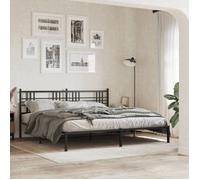 BONNIE®Lit en métal Lit Double:200x200 cm,Cadre de lit métal sans matelas avec tête de lit noir neuf77519