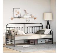 BONNIE®Lit en métal Lit simple:90x190 cm, Cadre de lit de jour avec tête de lit Noir Acier neuf64018