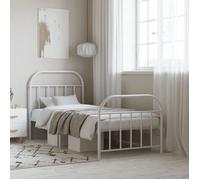 BONNIE®Lit en métal Lit simple:90x190 cm, Cadre de lit métal sans matelas avec pied de lit blanc neuf95897