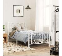 BONNIE®Lit en métal Lit simple:90x190 cm, Cadre de lit métal sans matelas avec pied de lit blanc neuf12242