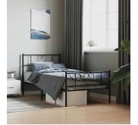 BONNIE®Lit en métal Lit simple:90x190 cm, Cadre de lit métal sans matelas avec pied de lit noir neuf20106