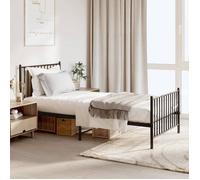 BONNIE®Lit en métal Lit simple:90x190 cm, Cadre de lit métal sans matelas avec pied de lit noir neuf64604