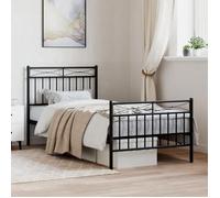 BONNIE®Lit en métal Lit simple:90x200 cm, Cadre de lit métal sans matelas avec pied de lit noir neuf65174