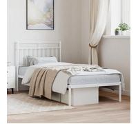 BONNIE®Lit en métal Lit simple:90x200 cm, Cadre de lit métal sans matelas avec tête de lit blanc neuf37356