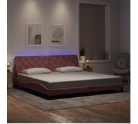 BONNIE®Lit en velours Lit double:200x200 cm, Cadre de lit avec lumières LED rose velours neuf96399