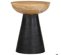 BONNIE®Meuble basse en bois/Table à café - Grand espace de rangement - Table d'appoint noir Ø37x45 cm ,Bois de manguier massif
