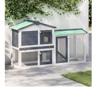 BONNIE® Meuble Cage pour chat/animaux, Clapier large d'extérieur, Gris et blanc 145x45x84 cm ,bois EU153258