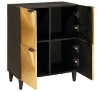 BONNIE®Meuble d'appoint Buffet Bahaut - Rangement spacieux - Style contemporain, avec stockage Noir et or 60x33.5x75 cm FR939338