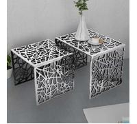 BONNIE®Table auxiliaire/Meuble basse/Table à café - Grand rangement - carrée 2 pièces Aluminium Argenté FR495512