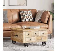 BONNIE®Table basse - Table à café - Grand espace de rangement - ,Bois de manguier brut 70x70x40 cm FR852816