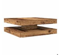 BONNIE®Table basse - Table à café - Grand espace de rangement - rotative à 360 degrés vieux bois 90x90x34,5 cm FR435720
