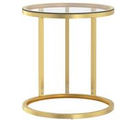 BONNIE®Table d'appoint/Meuble basse/Table à café - Grand rangement - Doré et transparent 45 cm Verre trempé FR659323