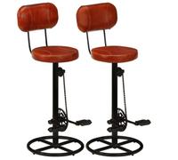 BONNIE®Tabourets de bar - Fauteuil Salon pour Bistro/cuisine - lot de 2 noir/marron cuir de chèvre véritable,L44 x P44 x H109 cm