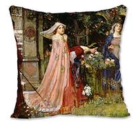 BONNIU Housse Coussin Canape Decoration 50X50 cm Couvre Oreiller Velours Zippé Humaines Art Deco - Waterhouse - Il Enchanted Garden JW035