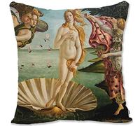 BONNIU Housse Coussin Canape Decoration 50X50 cm Couvre Oreiller Velours Zippé Portraits La Renaissance Art Deco - Botticelli - Naissance Vénus SB022