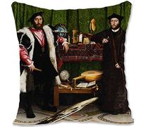 BONNIU Housse Coussin Decoratif 45X45 cm Protège Oreiller Velours Zippé Portrait Baroques La Renaissance Art Deco - Holbein - Ambassadeurs HH047