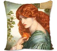 BONNIU Housse Coussin Decoratif 45X45 cm Protège Oreiller Velours Zippé Portraits Femmes Préraphaélites Art Deco - Rossetti - Proserpine DG018