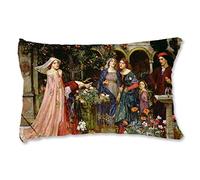 BONNIU Housse Coussin Decoratif 50X65 cm Protège Oreiller Velours Zippé Mythologique Art Taille Standard - Waterhouse - Il Enchanted Garden JW035