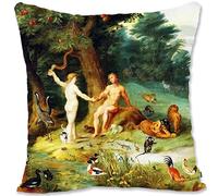 BONNIU Housse Coussin Decorative 40X40 cm Taie Oreiller Velours Zippé Genre Baroques Art Deco - Jan Brueghel Le Jeune - La Tentation d'Adam BH297