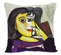 BONNIU Housse Coussin Decorative 40X40 cm Taie Oreiller Velours Zippé Portrait Jeune Fille Vintage Art Deco - Peintures Célèbres du Cubisme - Portrait De Dora Maar 1937 B5456