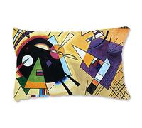BONNIU Housse Coussin Decorative 40X60 cm Taie Oreiller Velours Zippé Abstrait Art Deco - Kandinsky - Noir Et Violet 1923 B0002