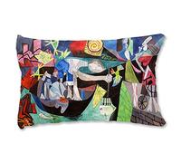 BONNIU Housse Coussin Decorative 40X60 cm Taie Oreiller Velours Zippé Abstrait Art Deco - Peintures Célèbres du Cubisme - Pêche De Nuit À Antibes 1939 B5447