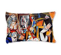 BONNIU Housse Coussin Decorative 40X60 cm Taie Oreiller Velours Zippé Abstrait Art Deco - Peintures Célèbres du Cubisme - Les Femmes d'Alger 1955 B5484