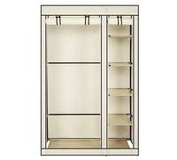Bonnlo Armoire Tissu, avec Penderie et Étagères, Stable, Armoire de Rangement, 110 x 45 x 175 cm, Beaucoup de Rangement, Pliable, Beige
