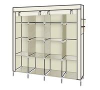 Bonnlo Armoire Tissu, avec Penderie et Étagères, Stable, Armoire de Rangement, 169.5 x 44 x 181.5 cm, Beaucoup de Rangement, Pliable, Beige