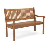 Bonnlo Banc de Jardin en Bois 127cm, Design à Rayures, Banc Extérieur 2-3 Places, Résistant aux Intempéries, Mobile pour Balcon Terrasse Veranda Pergola
