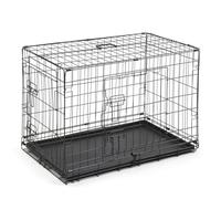 Bonnlo Cage de Chien Pliable avec 2 Portes Verrouillables et Plateau Amovible, Cage Chien en Métal, Cage de Transport pour Chien, Noir, 57 x 91 x 62.5 cm