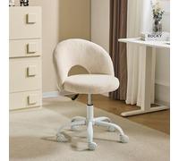 Bonnlo Chaise de Bureau Esthétique sans Accoudoirs, Petite Chaise Confortable, Fauteuil de Coiffeuse avec Support Lombaire, Chaise Pivotante pour Bureau, Chambre, en Fourrure de Lapin, Kaki