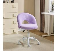 Bonnlo Chaise de Bureau Esthétique sans Accoudoirs, Petite Chaise Confortable, Fauteuil de Coiffeuse avec Support Lombaire, Chaise Pivotante pour Bureau, Chambre, en Fourrure de Lapin, Violet