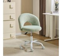 Bonnlo Chaise de Bureau Esthétique sans Accoudoirs, Petite Chaise Confortable, Fauteuil de Coiffeuse avec Support Lombaire, Chaise Pivotante pour Bureau, Chambre, en Fourrure de Lapin (Vert Menthe)