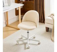 Bonnlo Chaise de Bureau Mignonne sans Accoudoirs, Petite Chaise Confortable, Chaise de Coiffeuse avec Support Lombaire, Chaise Pivotante Réglable pour Bureau, Chambre, en Teddy (Beige)