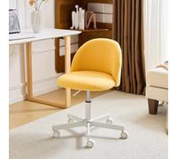 Bonnlo Chaise de Bureau Mignonne sans Accoudoirs, Petite Chaise Confortable, Chaise de Coiffeuse avec Support Lombaire, Chaise Pivotante Réglable pour Bureau, Chambre, en Teddy (Jaune)