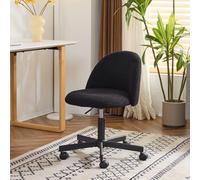 Bonnlo Chaise de Bureau Mignonne sans Accoudoirs, Petite Chaise Confortable, Chaise de Coiffeuse avec Support Lombaire, Chaise Pivotante Réglable pour Bureau, Chambre, en Teddy (Noir)