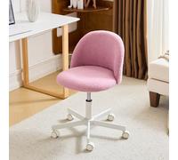 Bonnlo Chaise de Bureau Mignonne sans Accoudoirs, Petite Chaise Confortable, Chaise de Coiffeuse avec Support Lombaire, Chaise Pivotante Réglable pour Bureau, Chambre, en Teddy (Rose Violet)