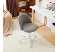 Bonnlo Chaise de Bureau Mignonne sans Accoudoirs, Petite Chaise Confortable, Fauteuil de Coiffeuse avec Support Lombaire, Chaise Pivotante Réglable pour Bureau, Chambre, en Teddy (Gris)