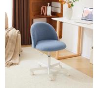 Bonnlo Chaise de Bureau Mignonne sans Accoudoirs, Petite Chaise Confortable, Fauteuil de Coiffeuse avec Support Lombaire, Chaise Pivotante Réglable pour Bureau, Chambre, en Teddy (Bleu Foncé)