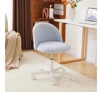 Bonnlo Chaise de Bureau Mignonne sans Accoudoirs, Petite Chaise Confortable, Fauteuil de Coiffeuse avec Support Lombaire, Chaise Pivotante Réglable pour Bureau, Chambre, en Teddy (Bleu Clair)