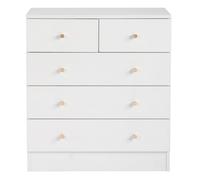 Bonnlo Commode Blanche, 5 Tiroirs avec Poignées, Meuble Rangement pour Chambre, Salle de Bain, Salon, Table de Chevet pour Adulte, Enfant, 66 x 33 x 73 cm